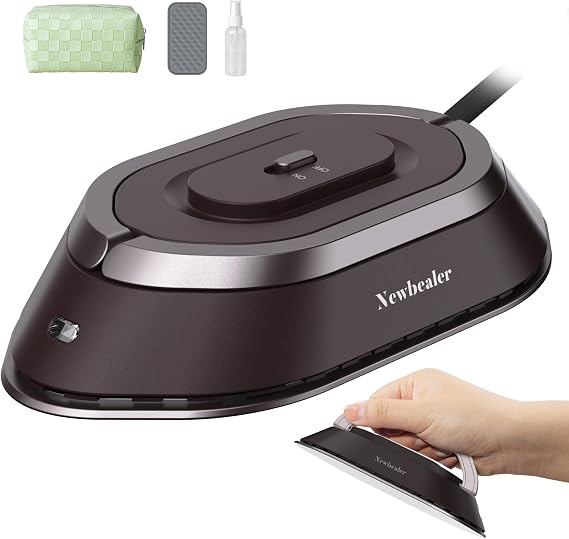 Newbealer Travel Iron Set, 100-240V Mini Dry Iron for Clothes (No Steam)