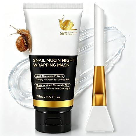 Collagen Night Wrapping Mask Schneckenschleim Kollagen Maske für das Gesicht Collagen Face Mask Peel-Off Maske für Haut Tiefenwirksame Gesichtsmaske Koreanische Hautpflege Pinsel Inklusive