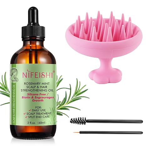Rosemary Oil Hair 60 ml Rosemary Oil for Hair with Scalp Massage 100% Pure Rosemary Oil Hair for Eyebrows and Eyelash Growth Dry Skin Nourishes the Scalp for Men and Women