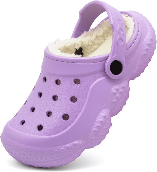 INMINPIN Kids Girls Boys Fur Lined Clogs Toddler Fuzzy Slippers