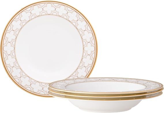 Noritake Trefolio Gold Set of 4 Soup Bowls, 9-3/4", 15 oz.