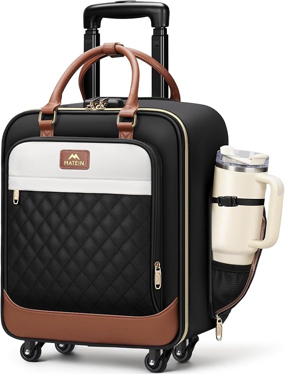MATEIN Underseat Carry On Luggage with Wheels, 16" Rolling Underseat Bag