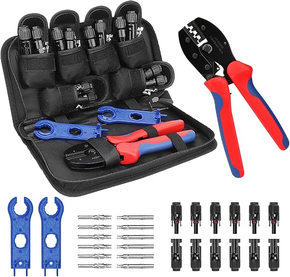 BougeRV Solar Crimper Tool Kit - Crimper, 6 Pairs Connectors, 2 Spanners