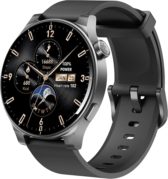 TOZO AMOLED S5 Smart Watch (Answer/Make Calls), 1.43" HD Screen for Men Women 100+ Sport Modes Fitness Watchs with Sleep Monitor, IP68 Waterproof, Silicone Strap Black