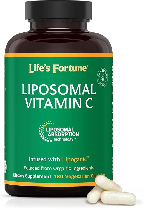 Life's Fortune Liposomal Vitamin C 2100 mg, Fast Acting Absorption, Higher Bioavailability Supporting Immune System, High Antioxidant Supplement Formula Collagen Booster 180 Capsules