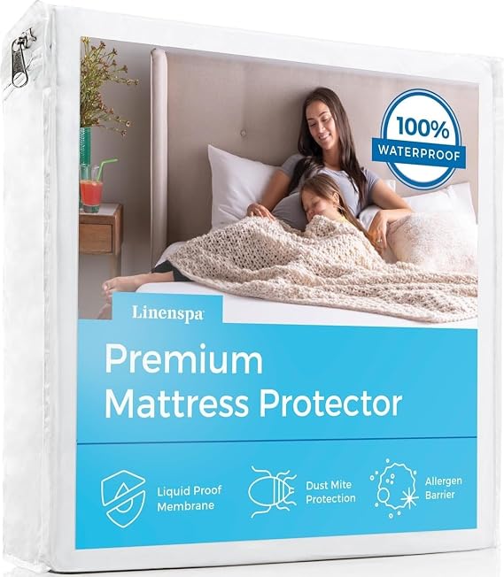 Linenspa Waterproof Mattress Protector Breathable, Noiseless, Twin