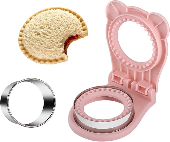 Sandwich Cutter and Sealer, Decruster Sandwich Maker for kids lunch Uncrustable Sandwich Maker,Easy for School Lunchbox and Bento Box (Pink)