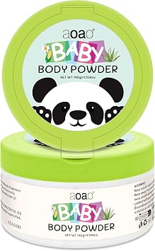 Baby Body Powder with Puff, Talc-Free Cornstarch with Zinc Oxide, Aloe, Vitamin E, Gentle Absorption for Diaper Area & Chafe Protection, Comfort Care for Rash-Prone Skin Wetness & Itch Relief, 5oz