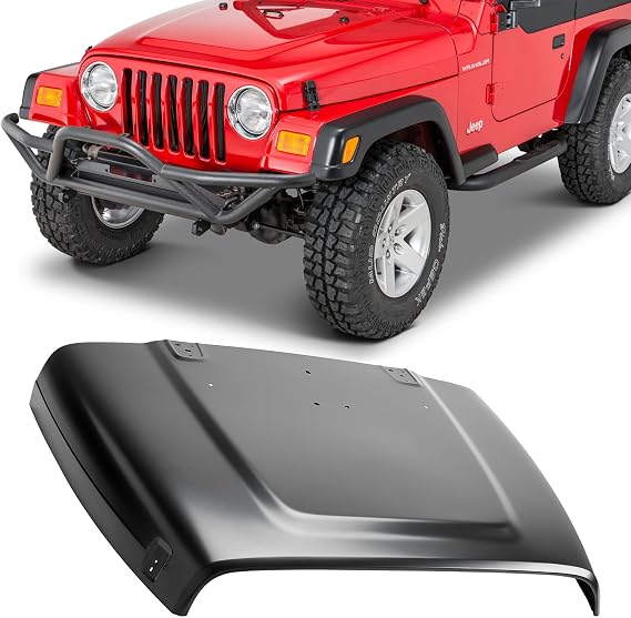 Replacement Hood - Fits Jeep Wrangler TJ & LJ 1997-2006 - Unpainted - Pre-Drilled Holes - Direct Bolt-On