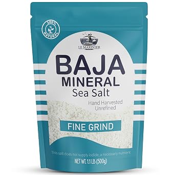 Le Marinier Baja Mineral Sea Salt Fine Grind, 1.1lb - 18oz | 100% Natural and Unrefined | Authentic Baja Sea Salt, Mineral Rich, Hand Harvested 1.1lb Fine Grind Baja Salt