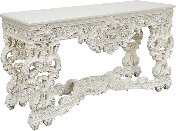ACME Furniture Traditional Rectangular Sofa Table in Antique White