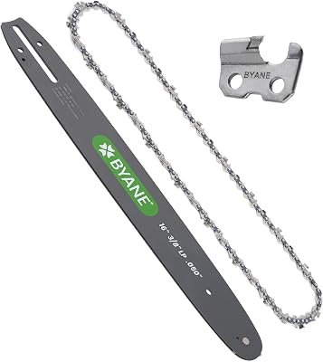 16-Inch Carbide Chainsaw Bar and Chain Combo, 38 LP Pitch, .050 Gauge, 56 Drive Links, Fits Echo CS-310 CS-400, Poulan, Ryobi, Greenworks, Craftsman