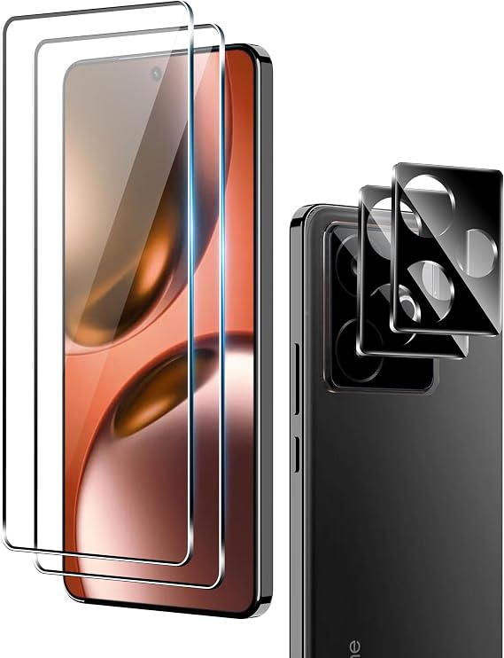for Realme GT 7 Screen Protector with Camera Lens Protector,9H Hardness Anti-Scratch Tempered Glass flim, Case Friendly,Anti-Scratch (2+2 PACK)