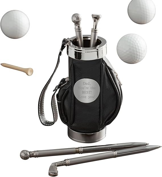 THINGS REMEMBERED Engraved Dad's Black Golf Bag Ballpoint Pen and Pencil Set (Free Customization)