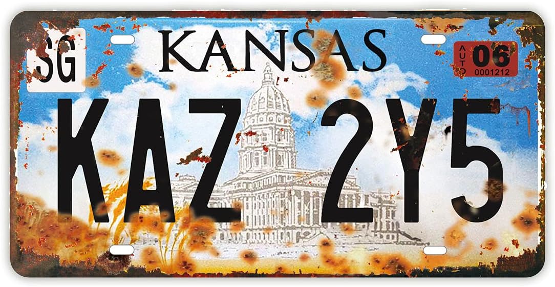 Retro Embossed License Plate | Supernatural | Metal Stamped Number Tag, Movie Prop Vanity Plate, 12x6 inch