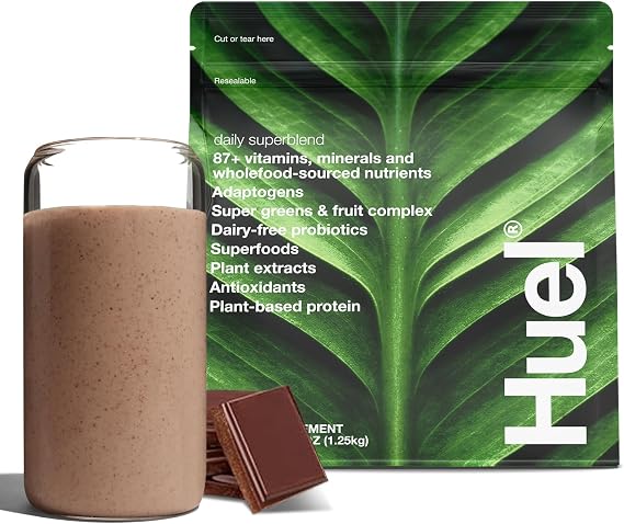 Huel Daily Superblend Chocolate Powder | 25g Plant Based Protein | 19 Servings | Super Greens Powder | 87 Vitamins, Minerals, and Wholefood-Sourced Ingredients