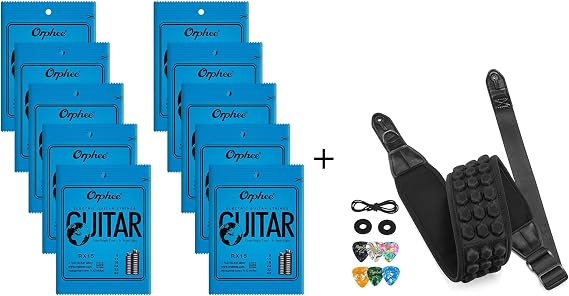 POGOLAB Electric Guitar Strings + 3.5" Wide Guitar Bass Strap