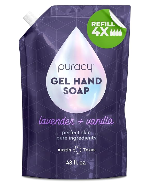 Puracy Organic Hand Soap, Professional Hand Washers We've All Become, Moisturizing Natural Gel Hand Wash Soap, Liquid Hand Soap Refills for Soft Skin (Refill Lavender & Vanilla, 48 Ounce)