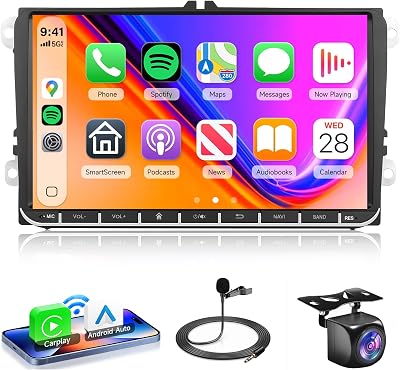 4Core 4G64G Android 13 Car Stereo Radio for VW Passat Jetta Tiguan Golf MK5 MK6 T5 EOS Polo, Rimoody Wireless CarPlay Android Auto, 9 Inch GPS Navigation Bluetooth FMRDS EQ-32 SWC Backup Camera