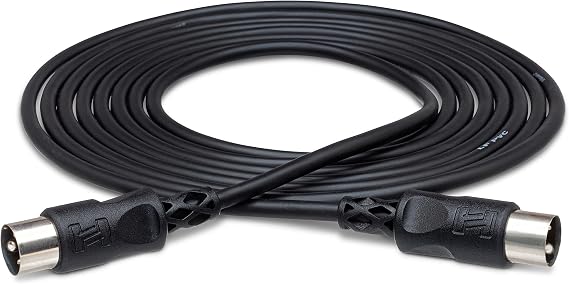 Hosa MID-315BK 5-pin DIN to 5-pin DIN MIDI Cable, 15 Feet
