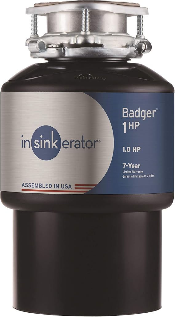 InSinkErator Garbage Disposal, Badger 1 HP, Power Series, 1 HP Continuous Feed,Black