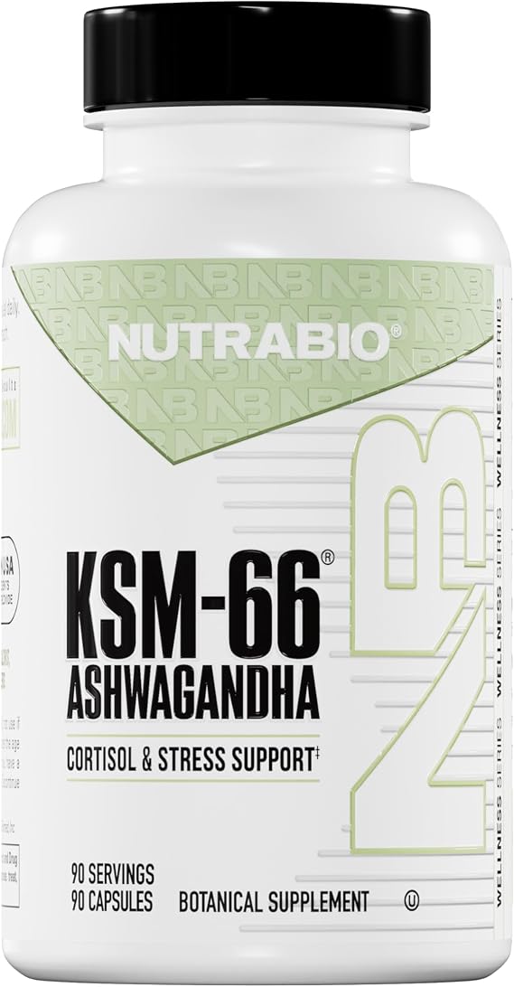 NutraBio Ashwagandha KSM-66 | Ashwaganda Herbal Supplement for Stress, Mood, Performance | 600 MG of Clinically Studied KSM66 90 Capsules