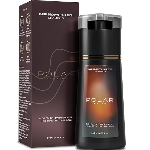 Polar Hair Dye Shampoo | Dark Brown Hair Dye Color Shampoo for Gray Hair