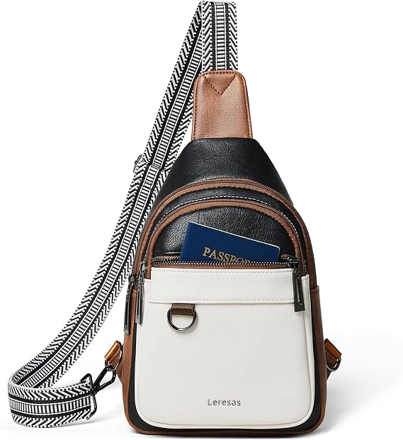 Leresas 7L Sling Bag for Women Men Vegan Leather Crossbody Bags Fanny Pack Purse Backpack Over Shoulder Bag Travel Anti Theft