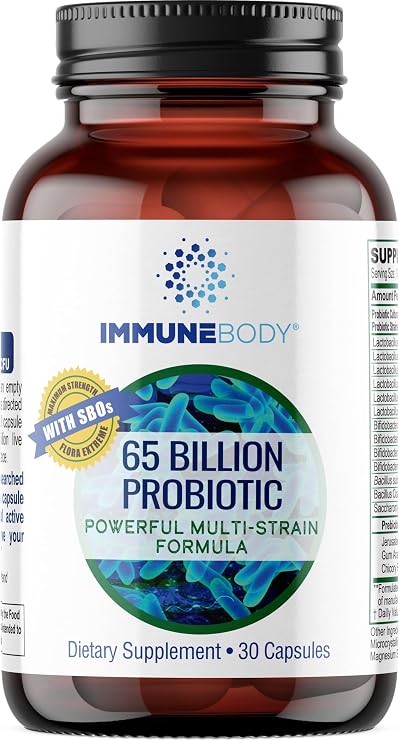 Ultimate Digestive Health Probiotic - 65 Billion CFU, 13 Probiotic Strains, SBOs, Prebiotic | Immune Support | Men & Women | Digestive Health Probiotics | Gut Health - 30 Capsules