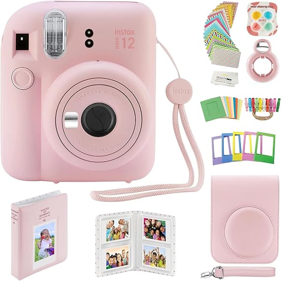 Fujifilm Instax Mini 12 Instant Camera with Case, Decoration Stickers, Frames, Photo Album and More Accessory kit (Blossom Pink)...