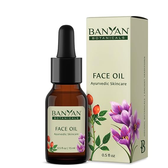 Banyan Botanicals Face Oil Luxurious Ayurvedic Face Oil Clean Skincare with Rosehip Oil and Jojoba Oil for Skin that Glows 0.5 oz Non-GMO, Cruelty Free, Paraben & Phthalate Free
