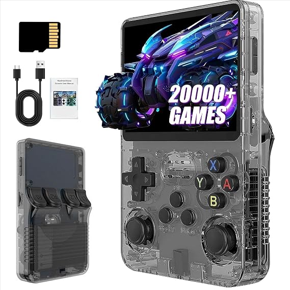 Upgrade Retro Console Handheld Game Console, R36S Pro Portable Handheld Video Games with 21,000+ Classic Games, 3.5 Inch Screen, Portable Video Game Console Retro Handheld Console (64, GB)