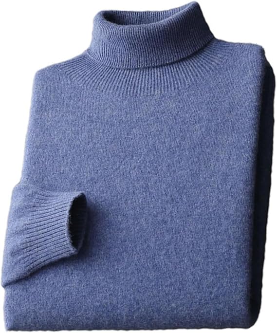 Men's Solid Merino Wool Turtleneck Pullover Sweater Thick Warm Jumpers Soft Casual Knitwear Basic Tops