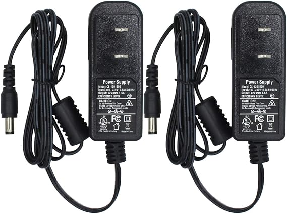2pack DC 12V 1.5A Power Supply, Plug 5.5mm x 2.1mm, for Security Camera