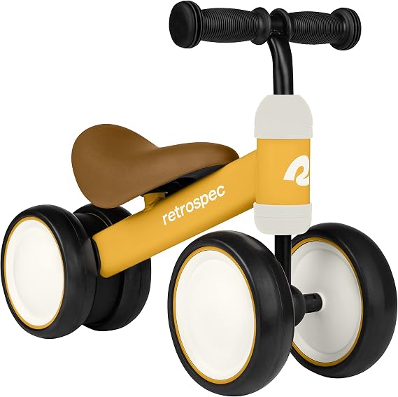 Retrospec Cricket Baby Walker Balance Bike with 4 Wheels for Ages 12-24 Months - Toddler Bicycle Toy for 1 Year Olds - Ride On Toys for Boys and Girls - One Size (Sunflower)