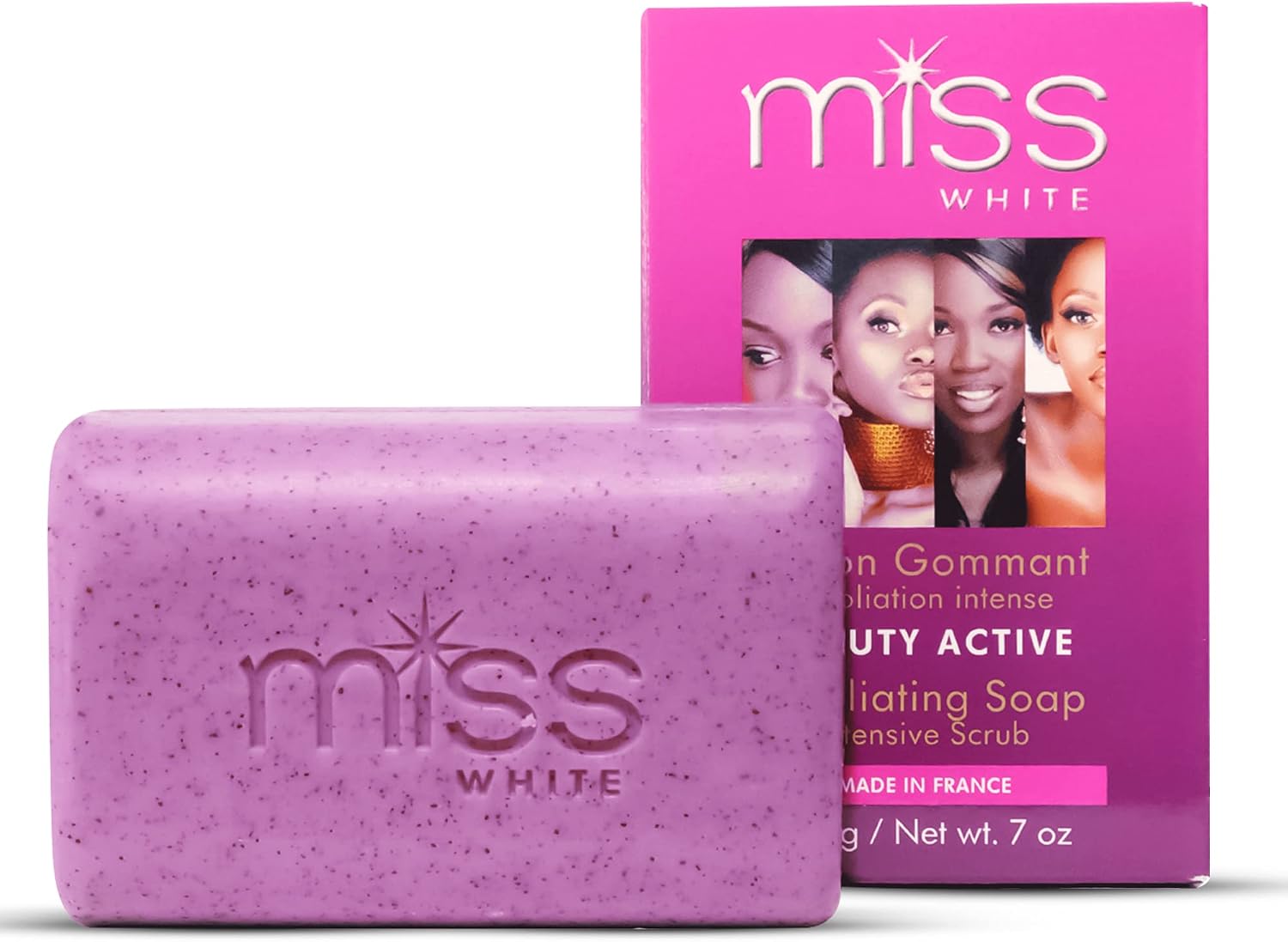 Fair & White Miss White, Exfoliating Soap Beauty Active | 7.7 oz  200 | Skin Brightening Soaps for Face, Knees, Body