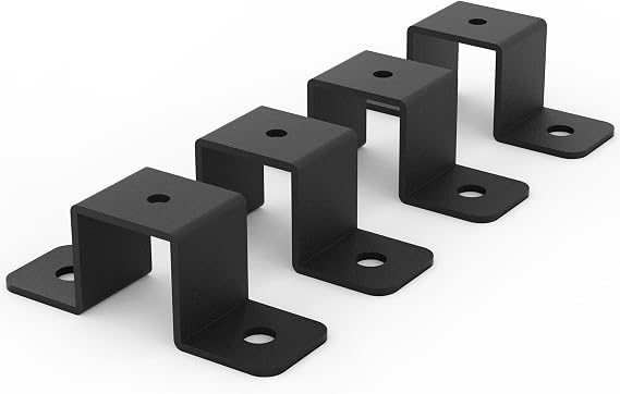 4Pcs Square Pipe Clamp, Black Strap Post Ties Brackets, U Shaped Connector Bracket, Wood Deck Fence Post Tie for Water Pipes, Balcony Railing, Stairs Railing
