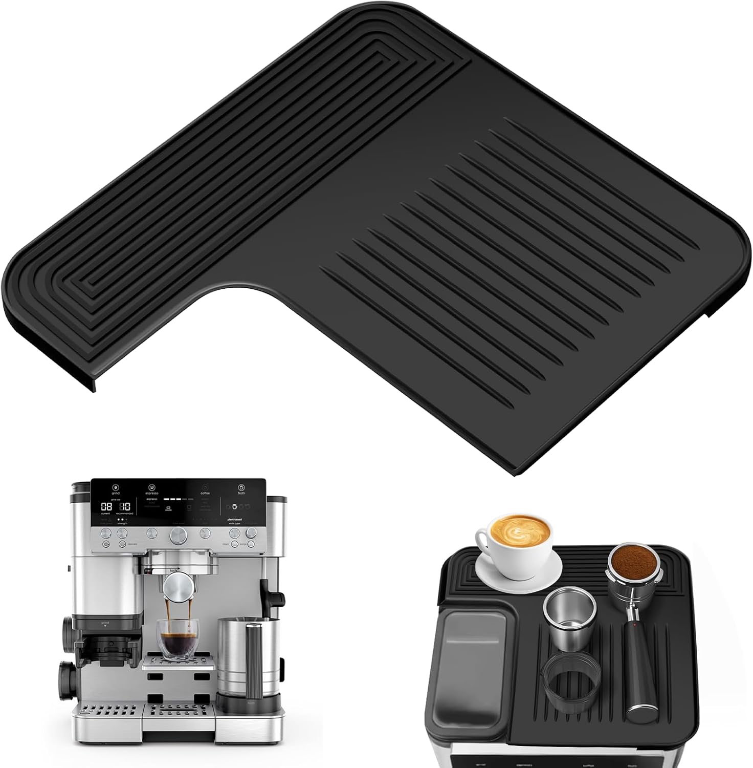 Silicone Mat For Ninja Luxe Espresso Coffee Machine ES601/ES701EU,Silicone Coffee Machine Top Mat,Ninja Coffee Machine Mat,Protects Top Surface, Anti-Slip,Waterproof, Heat-Resistant (Black)