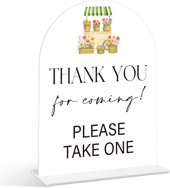 Thank You For Coming Sign - Fresh Off the Market Bridal Shower Signs, 1 Pack Arch Acrylic Sign with Stand, Bridal Shower Centerpieces for Tables, Farmers Market Wedding Reception Decor (XE08)