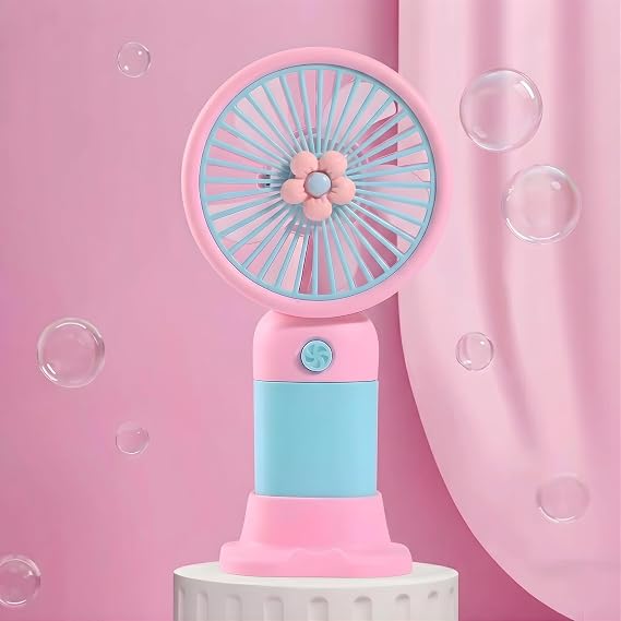 Coverzone El Tipi Mini Fan, 250mAh Batarya, USB Şarj Edilebilir, Doğal Rüzgar Özelliği, Taşınabilir ve Kompakt Tasarım, Seyahat ve Ofis İçin İdeal, Yüksek Performans, Serinletici Etki (Mavi Papatya)