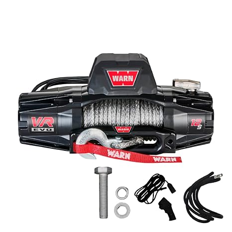 WARN VR EVO 12-S Electric 12V Winch with 12,000 lb Pull Capacity - 103255 | Synthetic Rope, IP68 Waterproof, High-Performance Off-Road Recovery Winch for Trucks, Jeeps, and SUVs