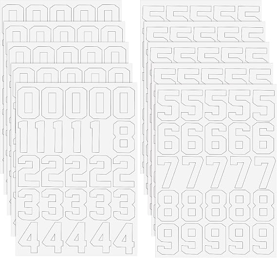 204 Pieces Sports Helmet Numbers Sticker, 1.25 Inch Vinyl Decals Self Adhesive for Hockey, Baseball, Football, Lacrosse Batting