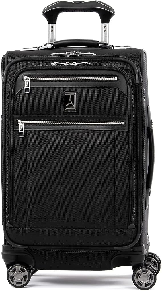Travelpro Platinum Elite Carry-On Luggage Spinner, Black, 21-Inch | Expandable Softside With USB Port, Built-In Suiter, 8 Wheels & TSA-Approved Lock for Travelers