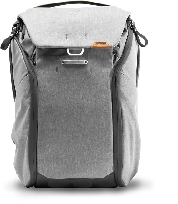 Peak Design Everyday Backpack 20L, Ash, MagLatch Top, Dual Side Access, FlexFold Dividers, Fits 15" Laptop, For Camera Carry, Daily Commutes or Travel, Versatile Backpack for Men and Women
