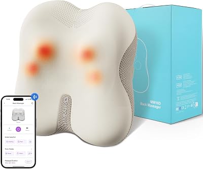 arboleaf Back Massager for Pain Relief Deep Tissue, Bluetooth App Control, Shiatsu Neck Shoulder Massager with Heat, Cordless Portable for Chair Car Office Home