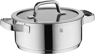WMF Compact Cuisine Saucepan High 20 cm, Glass Lid, Stewing Pot 3.3 L, Cromargan Polished Stainless Steel, Inner Scale, Stackable, Saucepan Induction, Uncoated