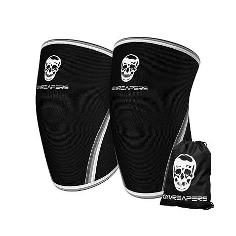Gymreapers Knee Sleeves (1 Pair) Gym Bag - IPF Approved - Knee Sleeve & Compression Brace for Squats, Fitness, Weightlifting, and Powerlifting 7MM Sleeve Pair - For Men & Women (White, S)