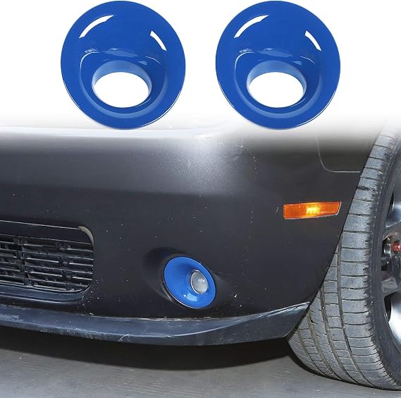 Voodonala for Challenger Front Foglights Fog Lights Lamps Protection Covers Trim Fit for 2015-2024+ Dodge Challenger Exterior Accessories, ABS Blue, 2pcs