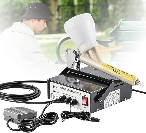 Powder Coating Machine Electrostatic Powder Coating Kits w/Foot Switch Aint Spray Gun,5 Stage Powder Coating Kits,21x21.3x7.6 cm