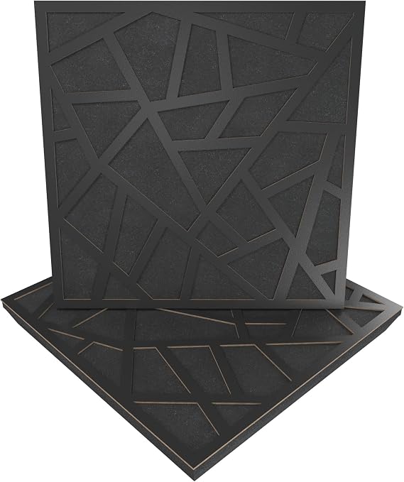 (2 Pack) Sound Absorption-Diffuse Acoustic Panel Skyross | 19.7''x19.7''x2.1" | High Density Foam | Absorption - Diffusion - Reflection - Soundproofing - Insulation | Wood laminated: (Black)